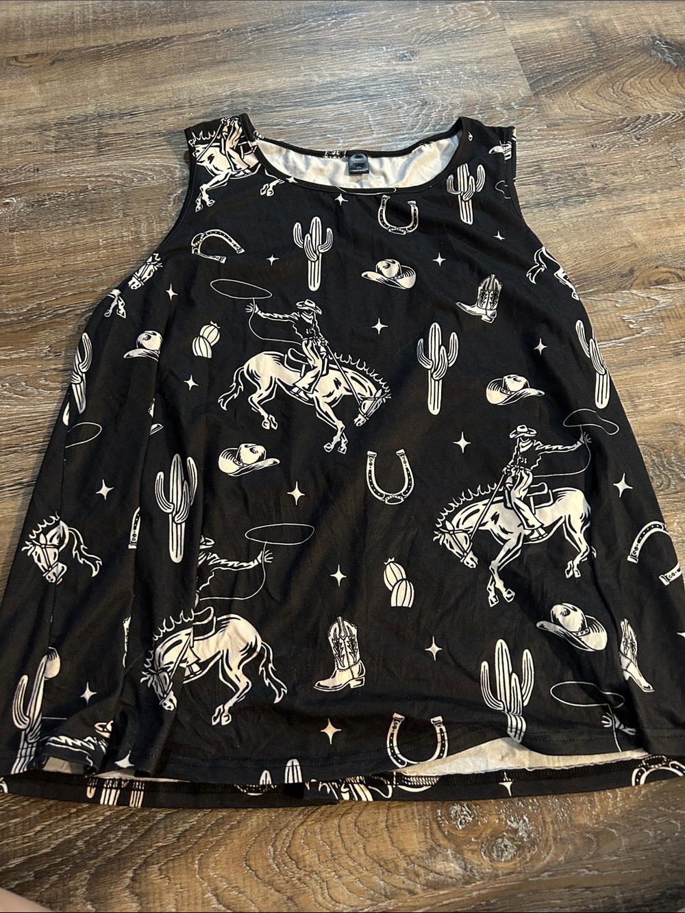 Women’s Black Western Print Tank Top